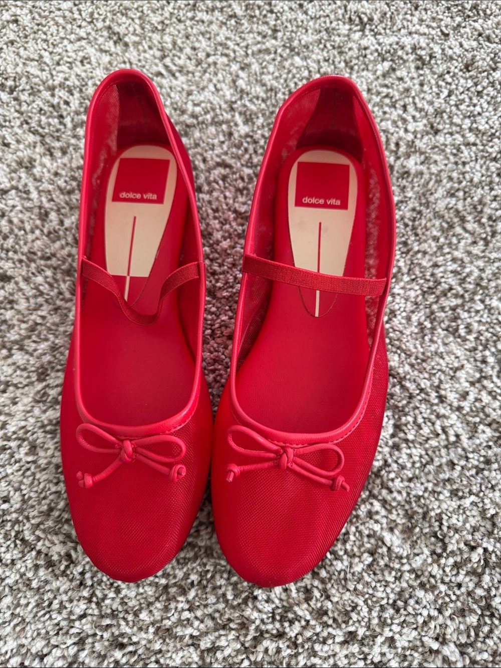 Dolce Vita Bright Red Ballet Flats with Bow and Strap